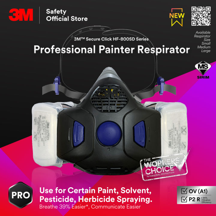 {VALUE DEAL} 3M™ Secure Click Professional Painter Respirator Set/ HF ...