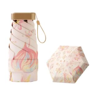COVIEEZB Chống gió Ô che nắng Họa tiết hoa Bảo vệ khỏi tia cực tím Ô dù mini Thực tế Sử dụng kép Ô dù gấp gọn Sử dụng ngoài trời