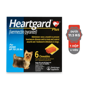 Heartgard Plus - Viên nhai xổ giun đũa giun móc giun tim cho chó dưới 11.5kg - 1 hộp 6 viên Petemo Pet Shop