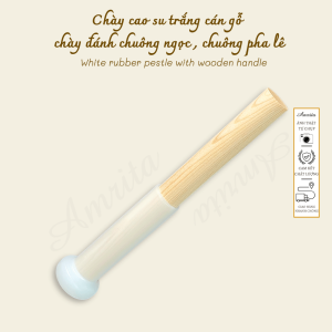 [Amrita] Chày cao su trắng cán gỗ gõ chuông thạch anh và chuông đồng CXNP141