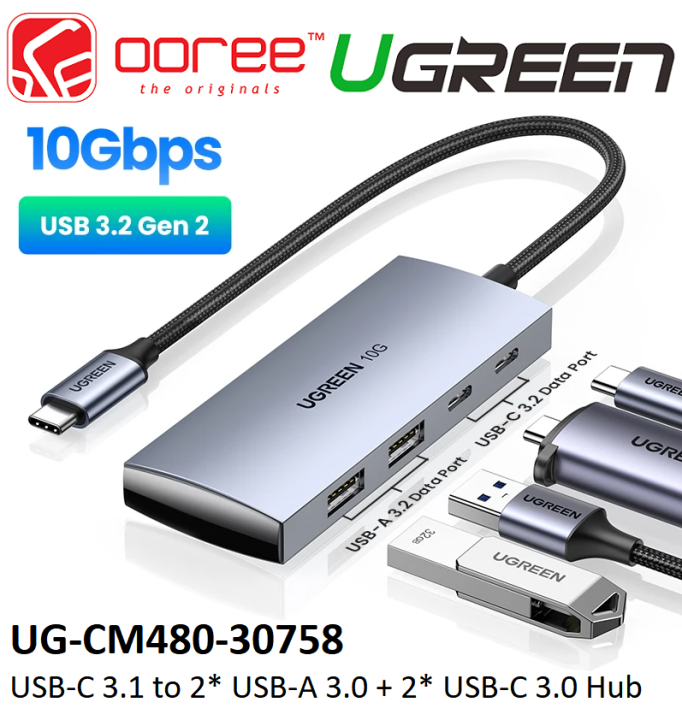 UGREEN TYPE-C 3.1 GEN 2 USB-C MALE TO 2*USB-A 3.0+ 2*USB-C 3.0 FEMALE ...