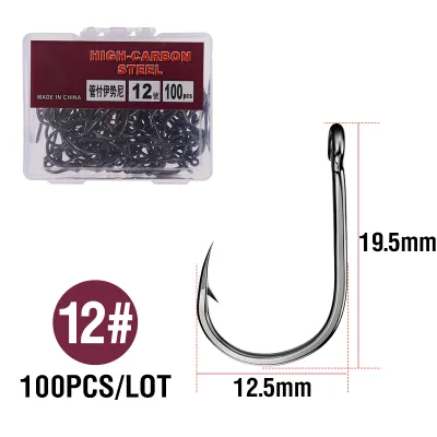 100PCS/SET Carbon Steel Fish Bait Fishing Hooks Durable Head Fishing tackle