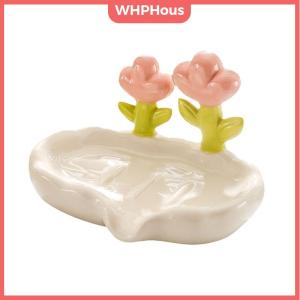 WHPHous Creative Floral Soap Box Draining Non-slip Soap Dish Bathroom Accessories Sea White Soap Holder For Home Bath