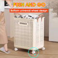 【sg】HXR Foldable Laundry Basket With Wheels Waterproof Large Capacity Dirty Clothes/Toy Organizer/Snack. 