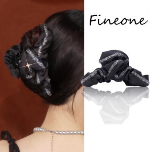 Thanh lịch Kim cương giả lấp lánh lụa đen Bow Kẹp tóc càng cua cho nữ Phụ nữ kẹp tóc Claw Phụ kiện tóc