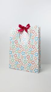 Paperbag Gift Edition Colorful Star White Uk 26x20x35cm