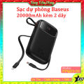 Pin Sạc Dự Phòng Baseus 20000mAh PD 22.5W Kèm 2 dây sạc có đèn LED hiển thị dung lượng pin. 