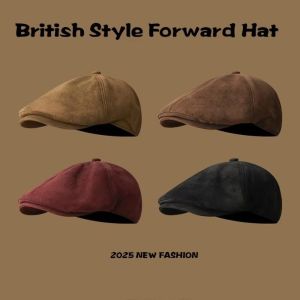XIJIBAN Adjustable Forward Hat Imitation Suede Retro British Hat Trendy Classic Timeless Ivy Cap Autumn Winter Wear