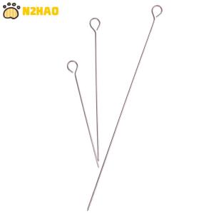 【N2HAO】 10pcs meat goose Round Roast Skewers Stick Stainless Steel BBQ Needle