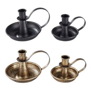 2pc Antique Taper Candleholders with Handle For Home Fireplaces Parties Fit Standard Taper And LED Light