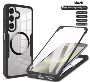 Luxury 360° Full Body Cover Water Dust Dirt Resistant Shockproof Car Mounted Magnetic Wireless Charging Acrylic Phone Case For Samsung Galaxy A16 S24 S23 S22 S21 Plus Ultra Fe 