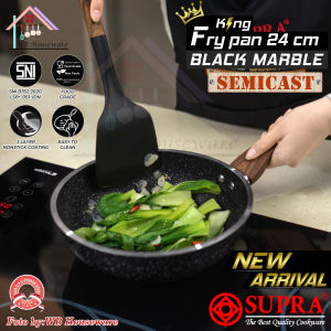 Penggorengan anti Lengket SUPRA Wok set black marble 30cm + peniris + sodet / wajan kuping kuali penggorengan anti lengket