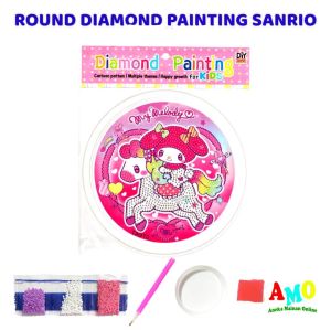 DIY Full Drill 1 set Diamond Painting Sanrio KUROMI BINGKAI 20X20cm //Mainan Anak DIY Diamond Painting Karakter Bingkai Kayu Stiker Edukasi Kreatif