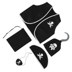 5pcs/Set Mainan Kostum Anak Bajak Laut Halloween Kostum Bajak Laut Anak Pakaian Baju Cosplay Hallowen Party Topi Bajak Laut / Penutup Mata / Sarung Tangan / Tas