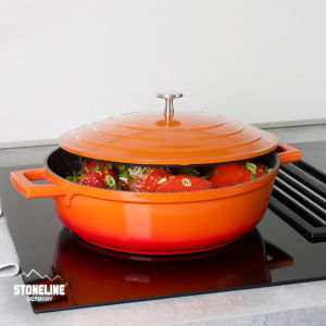STONELINE® Cocotte Roaster Casserole Dish Round 28 cm Orange | with Lid