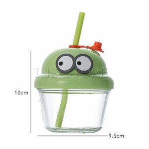 INS 210 ml แก้วน้ำขนาดเล็กน่ารัก วัสดุแก้ว แก้วน้ำมินิหัวการ์ตูน แก้วหัดดูด Glass water cup
