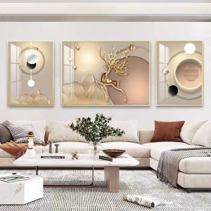 Large Living Room 3 Pcs Set Decoration Mural with Frame Wall Decor Painting Home Art Ornament Scale