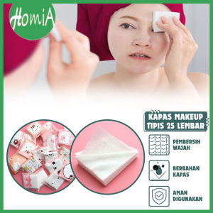 Kapas Wajah Lapis Tipis Isi 25 Lembar / Cotton Facial Pads Travel Pack / Pembersih Make up - HOMIA