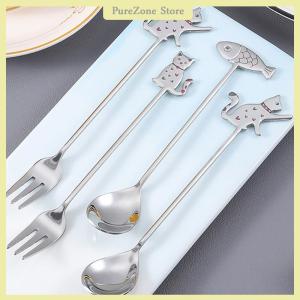 [PureZone] Dễ Thương Bức Tranh Mèo 304 Thép Không Gỉ Muỗng Hollow Cho Cà Phê Trà Món Tráng Miệng Muỗng Nhà Bếp Bộ Đồ Ăn Quà Tặng Cho Sinh Viên Trẻ Em