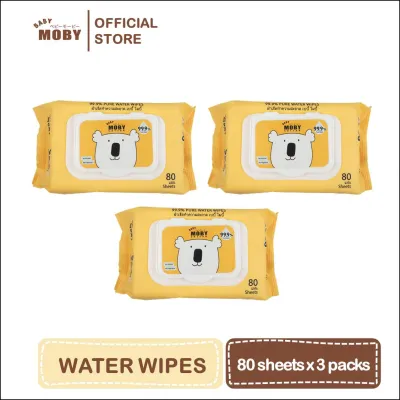 Baby Moby 99.9% Water Wipes 80s Pack of 3