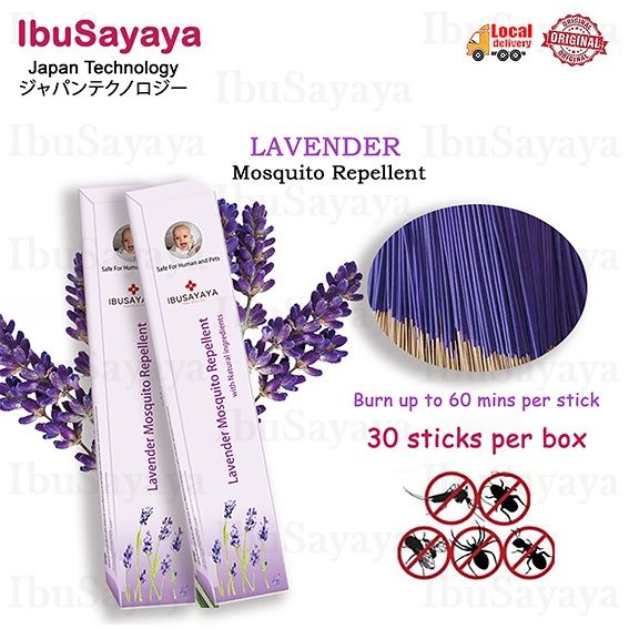 3rshin IbuSayaya Lavender Mosquitoes Repellent Sticks/ Ubat Nyamuk Non Toxic Natural