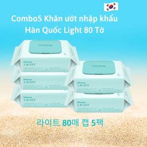 Combo 5 Gói Khăn Ướt Cao Cấp Bebesup Light 80 tờ Nhập Khẩu Hàn Quốc