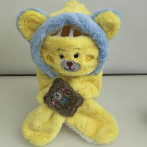 PICKIT ฤดูหนาวในฤดูหนาว ผ้าพันคอหมวก การ์ตูนน่ารักๆ หนาขึ้น หมวกป้องกันหู แฟชั่นสำหรับผู้หญิง สามชิ้นค่ะ ผ้าพันคอไขว้คอ สำหรับเด็กๆ