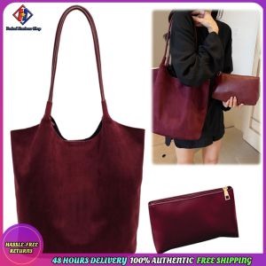 Vodool Shoulder Bag Faux Suede Slouchy Hobo Bag for Women Solid Handbag for Work Travel