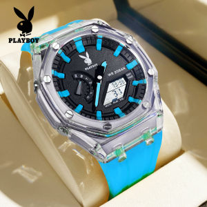 PLAYBOY Watch for Men Original Brand Digital Waterproof New Sports Clocok Silicone strap Chronograph 100% luminous Fashion Watches