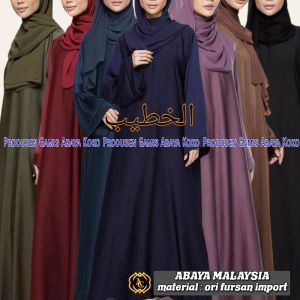 Abaya Malaysia Warna Bahan Fursan Crepe Impor S M L XL XXL Busui / Gamis Syari / Jubah Polos
