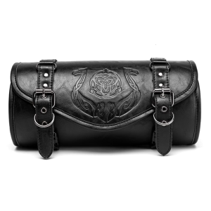 Motorcycle Front Tool Bag Gothic Style Design PU Leather Construction Waterproof Storage Easy Installation