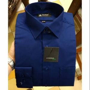 ALISAN Kemeja Pria Slim Fit Lengan Panjang Formal Leher Berkerah Polos Abu-abu Cocok Acara Bisnis