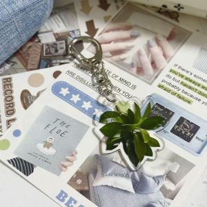 hananre Creative Pomelo Leaf Acrylic Keychains Women Hanger Pendant Decoration Bag Charm Car Keyring Accessories Gifts