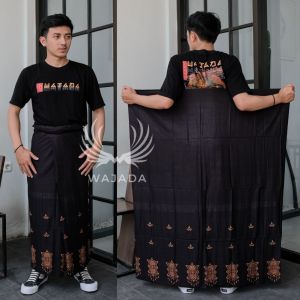 Sarung Batik Motif Gunungan Wayang/Sarung Pria Dewasa Hitam Polos/Sarung Santri Model Terbaru
