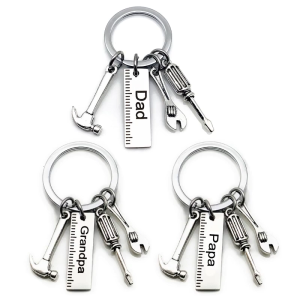 Fashion Dad Letters Keychains for Creative Hammer Screwdriver Wrench Keyring Handbag Decor Tassel Pendant Fathers Gifts