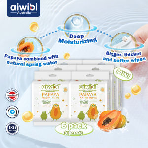 Aiwibi Premium papaya Spring Water Wipes（Mini pack） - Non Fragrance (24pcs*3)