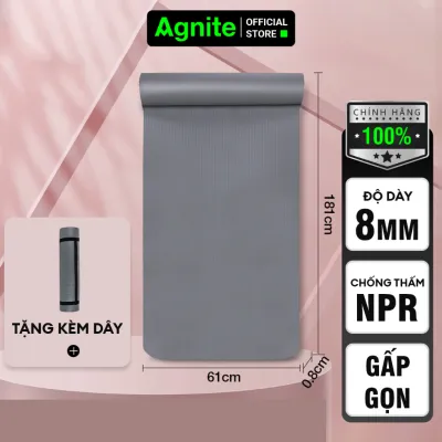 Thảm YOGA chính hãng Agnite dày 10mm chất liệu NBR mềm mại và chống nước dễ dàng vệ sinh lau giặt - ER201