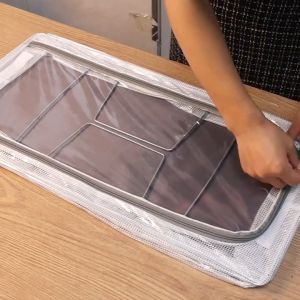 Large Foldable Organizer Box Under Bed Clothes Storage Box Shoe Organizer Case with Steel Frame Under Bed Storage Bins with Lid Clear PVC Dustproof Shoe Box