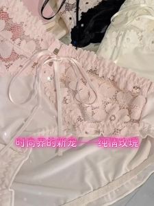 C&S ชุดชั้นในลูกไม้เซ็กซี่สไตล์ฝรั่งเศส Pure Desire Rose โบว์ผ้าฝ้ายระบายอากาศสำหรับผู้หญิง