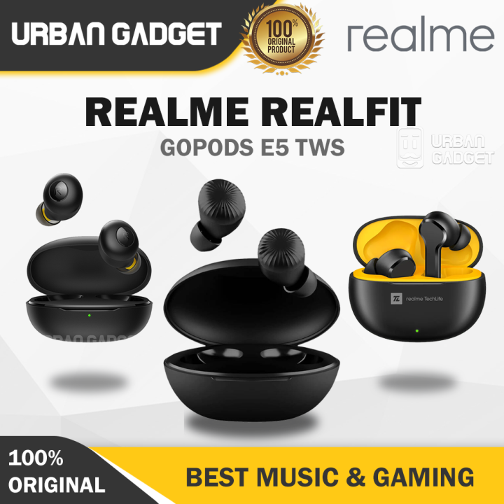 REALME REALFIT GOPODS E5 BUDS T100 BUDS Q BLUETOOTH GAMING EARBUDS EARPHONES LOW LATENCY NOISE CANCELLATION GLOBAL SET Lazada