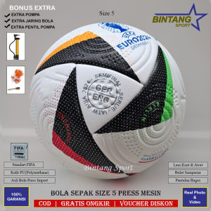 Bola Sepak EURO 2024 Size 5 Original Import Model Press Mesin Bahan Kulit PU Kualitas Terbaik