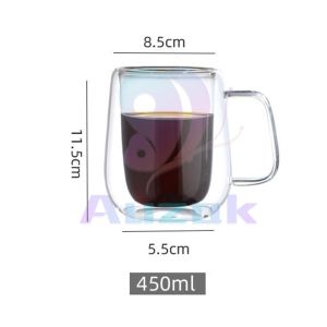 AUK Glass Coffee Cup Beverage Cups Heat-resistant Milk Tea Mug 150-450ml