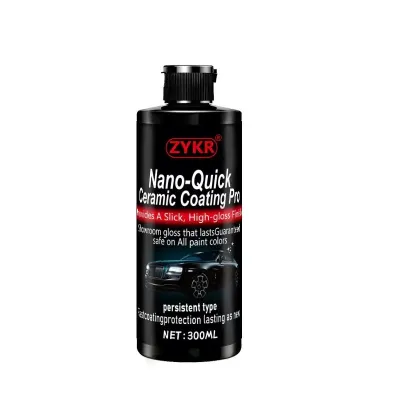 ZYKR Nano-Quick Ceramic Coating Pro for automobiles featuring advanced ceramic technology for dust-proof glass effect and lasting luster. 300 ml.