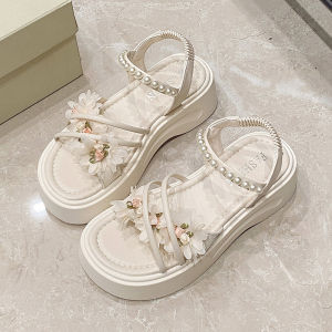 [Free Shipping] WomenS Summer Sandals 2025 New Style Perfect For Wearing With Dresses Featuring Floral Designs And Thick High Heels