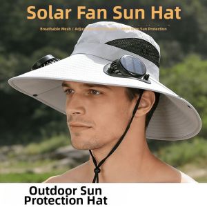 BEAUTYLADIES Dual Fan Solar Fan Hat 3 Speeds Breathable Wide Brim Sun Cap Long Endurance Lightweight Summer Fan Visor Cap Outdoor Travel
