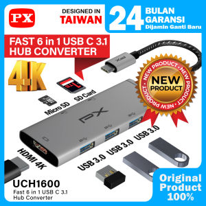 USB Hub Converter Type C 3.1 Macbook Laptop HDMI 6 in 1 PX UCH1600