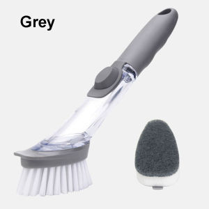 Double Use Kitchen Cleaning Brush Scrubber Dish Bowl Washing Sponge Automatic Liquid Dispenser Pot Cleaner Tool Gadgets