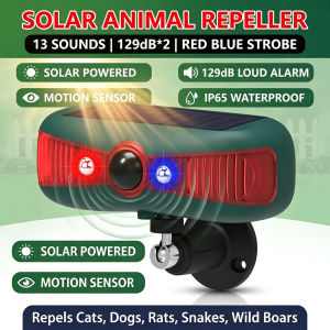 【2026 Newest】Ultrasonic Monkey Repellent PIR Sensor Controlled Siren and Strobe Alarm System Solar Alarm