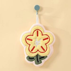 ASRV Rich Flower Cute Kitchen Bathroom Small Tower Not Easy to Shed Wool Soft Velvet Absorbent Hanging Hand Towel