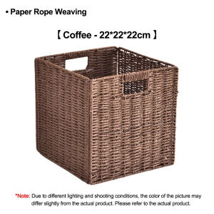 Specool® Foldable Rope Woven Storage Basket Hand-woven Straw Woven Clothes Storage Basket Laundry Basket Books Toys Storage Home Organizer